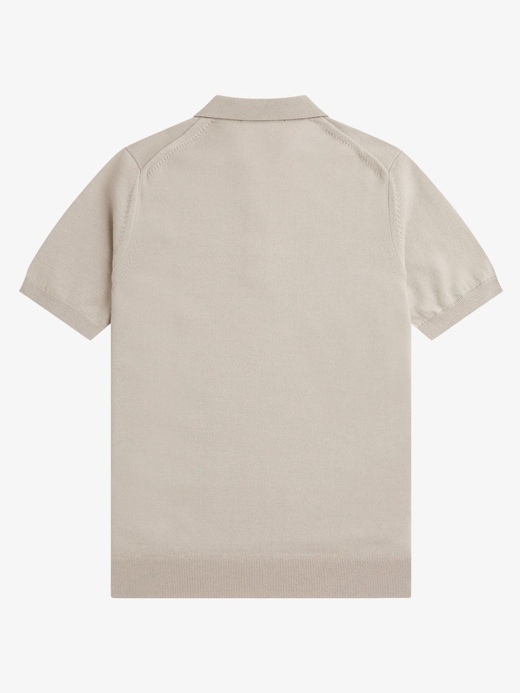 Ovsena kaša - Fred Perry pletena polo majica iz Blend merino volne - Slika 6 iz 6