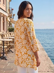 Roman Floral Print Pocket Tunic Top - រូបភាព 3 នៃ 4