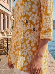 Roman Floral Print Pocket Tunic Top - រូបភាព 4 នៃ 4