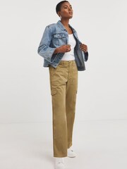 JD Williams Camel Washed Cargo Straight Leg Trousers - Image 3 of 4