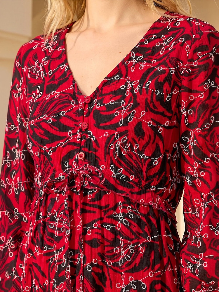 Roman 刺繡葉子中長連身裙 - 圖片 4，共 4