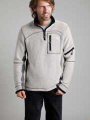Kremowy - Weird Fish Caddis Eco 1/4 Zip Tech Macaroni Sweatshirt - Image 1 of 7