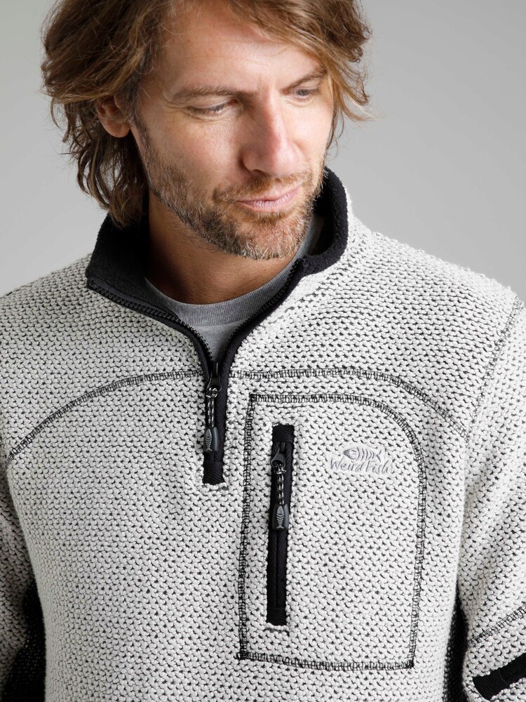 Kremowy - Weird Fish Caddis Eco 1/4 Zip Tech Macaroni Sweatshirt - Image 4 of 7
