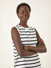 Roman White Stripe Jersey A-Line Dress - Image 4 of 6