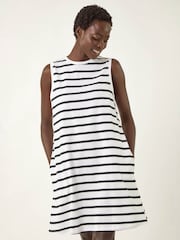 Roman White Stripe Jersey A-Line Dress - Image 6 of 6