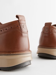 Tan Brown Leather Wedge Brogue Shoes - Image 3 of 6