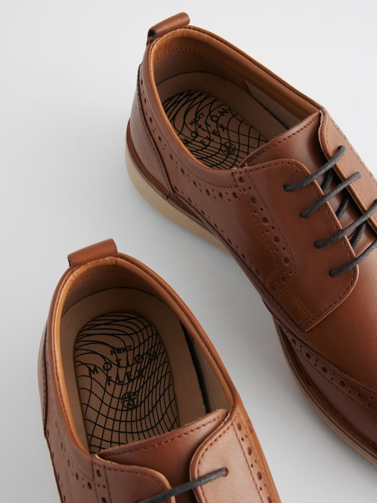Tan Brown Leather Wedge Brogue Shoes - Image 6 of 6