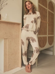 Ecru Cream Hamish Cosy Long Sleeve Pyjamas - Image 1 of 9