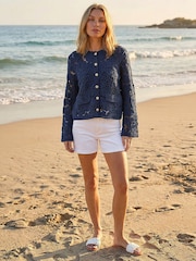 Roman Blue Crochet Knit Jacket - Image 2 of 4
