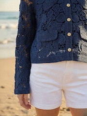 Roman Blue Crochet Knit Jacket - Image 4 of 4