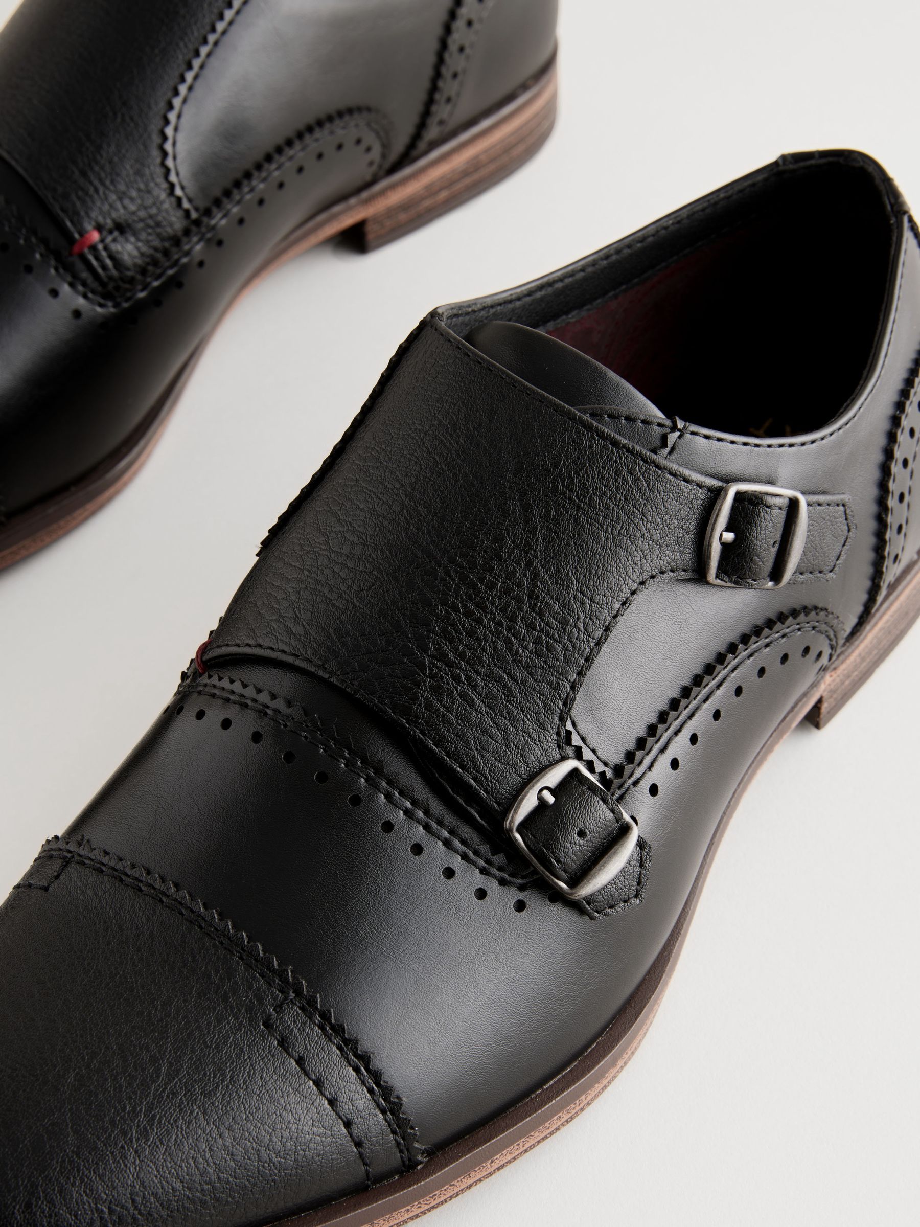 Buy Black Double Monk Toe Cap Shoes from Next Romania
