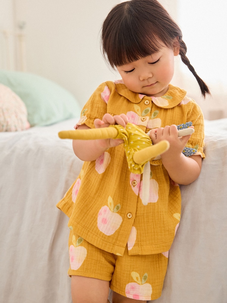 Ochre Yellow Woven Button Through Pyjamas (9mths-12yrs) - Image 1 of 8