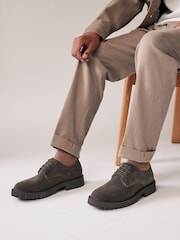 Brown Cleated Sole Derby Shoes - Image 1 of 6