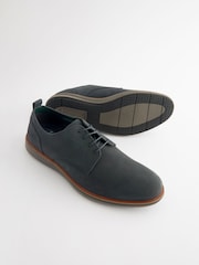 Navy Blue Leather Derby Shoes - Image 4 of 6