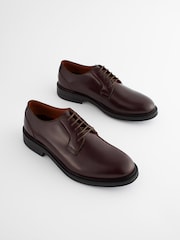 Brown Leather Gloss Derby Shoes - Image 2 of 7