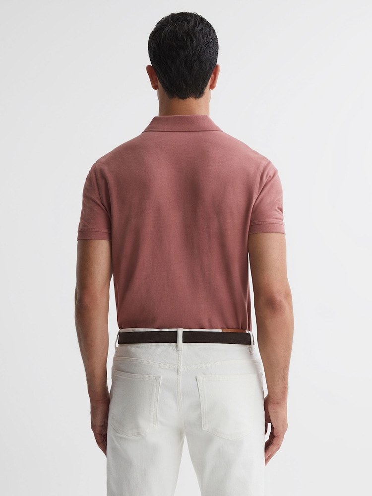 Reiss Dusty Rose Puro Slim Fit Garment Dye Polo Shirt - Image 4 of 4