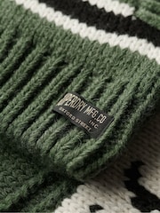 Superdry Buffalo Green Chunky Knit Patterened Zip Through Jumper - Image 6 of 7