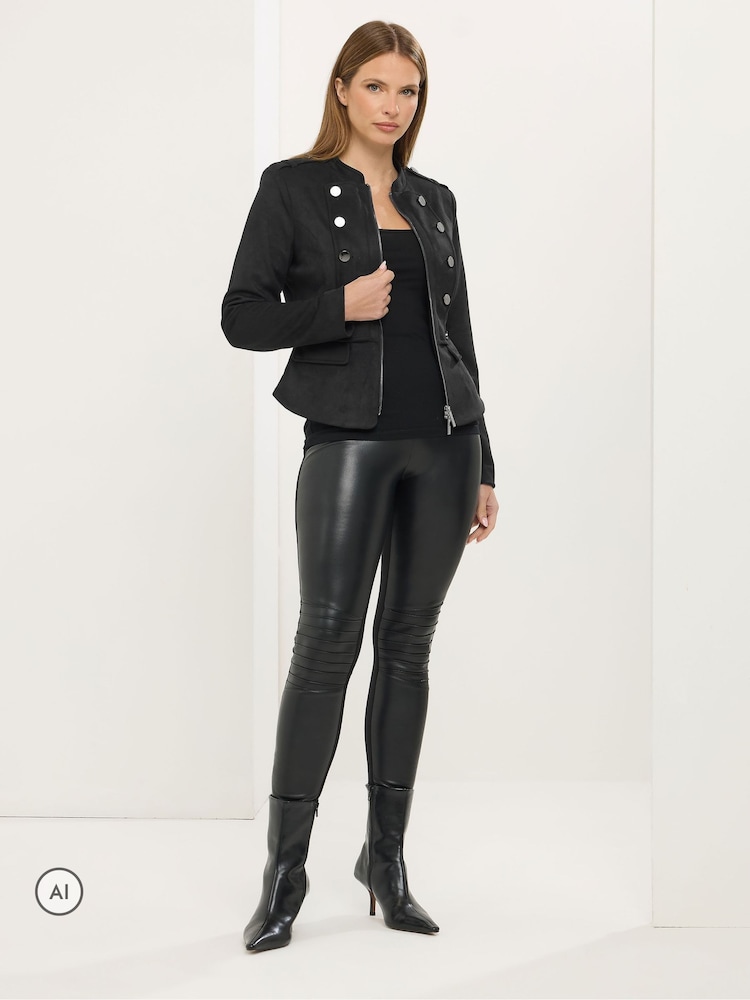 Star by Julien MacDonald Black Faux Suede Military Jacket - Image 2 of 8 Star by Julien MacDonald Black Faux Suede Military Jacket - Image 2 of 8