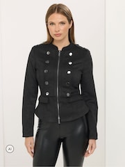 Star by Julien MacDonald Black Faux Suede Military Jacket - Image 5 of 8
