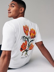 White Multi Floral Relaxed Fit Floral Nature Graphic T-Shirt - Image 4 of 8