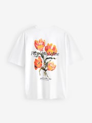White Multi Floral Relaxed Fit Floral Nature Graphic T-Shirt - Image 6 of 8