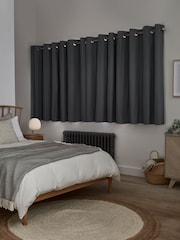 Grey Charcoal Blackout/Thermal Cotton Eyelet Curtains - Image 7 of 9