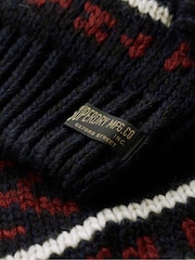 Superdry Navy Multi Chunky Knit Patterened Zip Through Jumper - Image 6 of 7