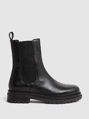 Reiss Black Thea Leather Chelsea Boots - Image 1 of 5