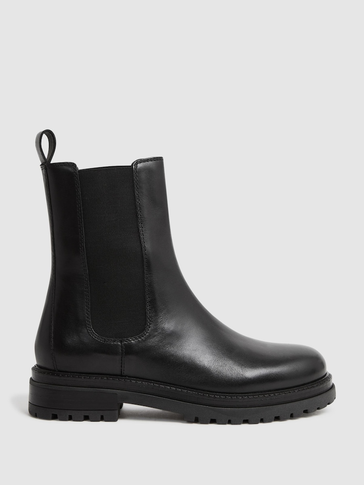 Reiss Black Thea Leather Chelsea Boots - Image 1 of 5