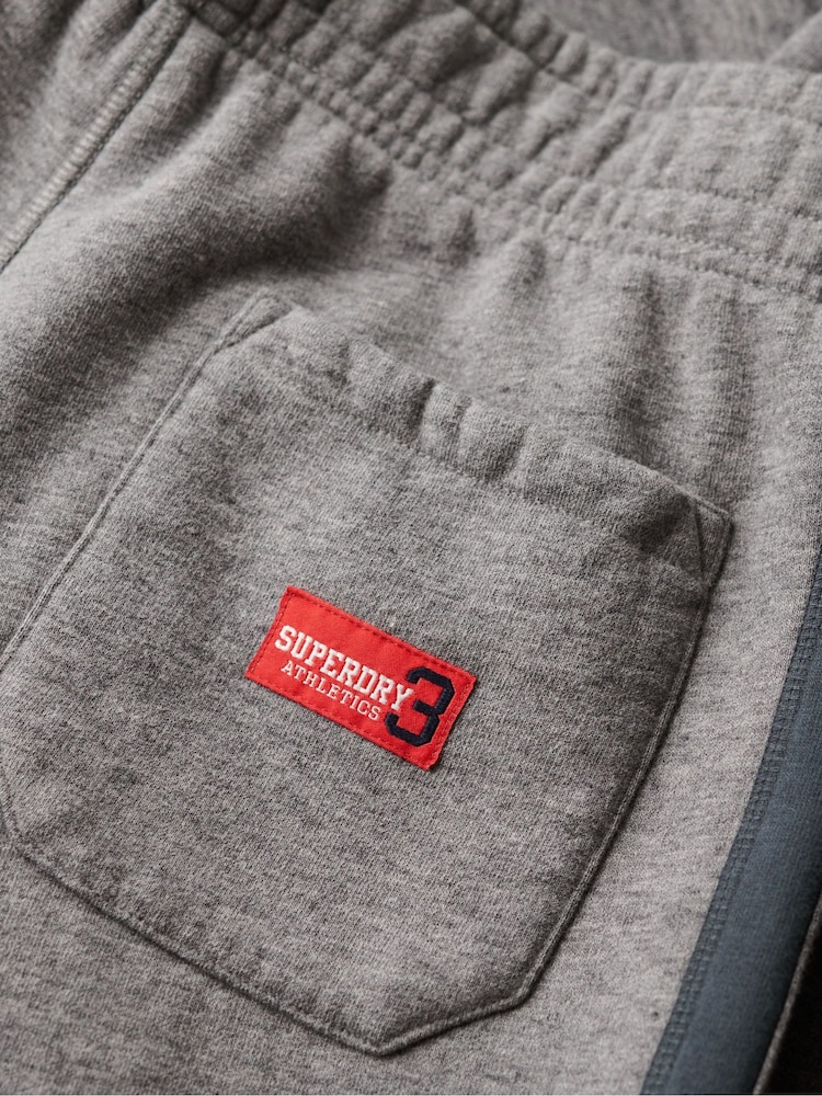 Superdry Grey Marl/Eclipse Navy Essential Logo Straight Joggers - Image 5 of 5
