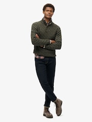 Superdry Olive Green Cable Button Neck Jumper - Image 2 of 6
