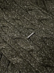 Superdry Olive Green Cable Button Neck Jumper - Image 6 of 6