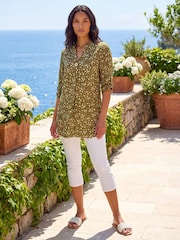 Roman Green Ditsy Floral Print Tunic Top - Image 2 of 4