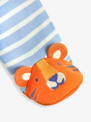 JoJo Maman Bébé Blue Tiger Appliqué Zip Cotton Baby Sleepsuit - Image 6 of 6