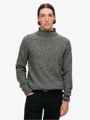 Superdry Black Marl 90s Roll Neck Jumper - Image 1 of 4