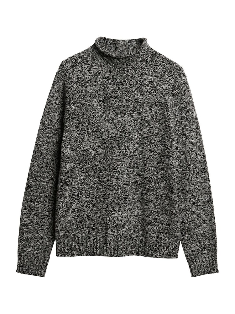 Superdry Black Marl 90s Roll Neck Jumper - Image 4 of 4