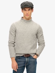 Superdry Rune Grey Marl 90s Roll Neck Jumper - Image 2 of 6