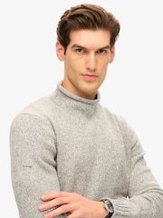 Superdry Rune Grey Marl 90s Roll Neck Jumper - Image 4 of 6
