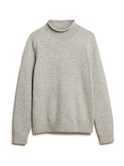 Superdry Rune Grey Marl 90s Roll Neck Jumper - Image 5 of 6