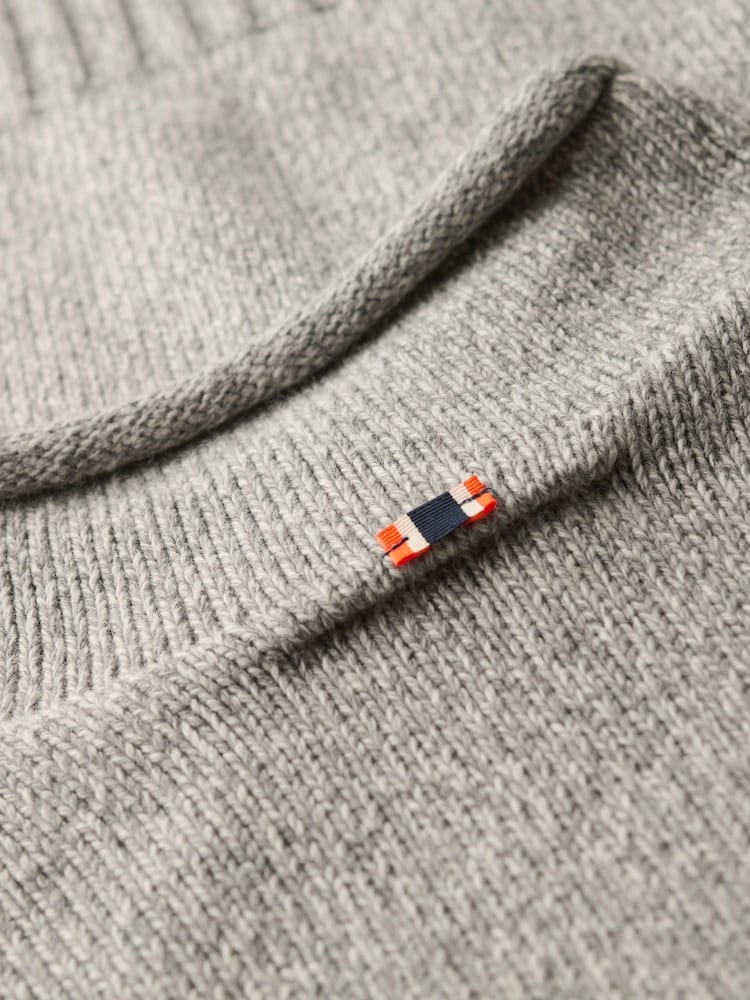 Superdry Rune Grey Marl 90s Roll Neck Jumper - Image 6 of 6