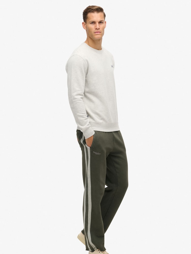Superdry Dark Green/Athletic Grey Marl Essential Logo Straight Joggers - Image 4 of 7