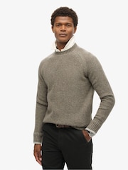 Superdry Walnut Brown Chunky Raglan Jumper - Image 1 of 5