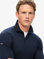 Superdry Lauren Navy Merino Long Sleeve Polo Jumper - Image 3 of 5