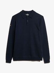 Superdry Lauren Navy Merino Long Sleeve Polo Jumper - Image 4 of 5