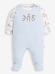 JoJo Maman Bébé Blue 2-Piece Peter Rabbit Baby Dungaree Set - Image 4 of 7