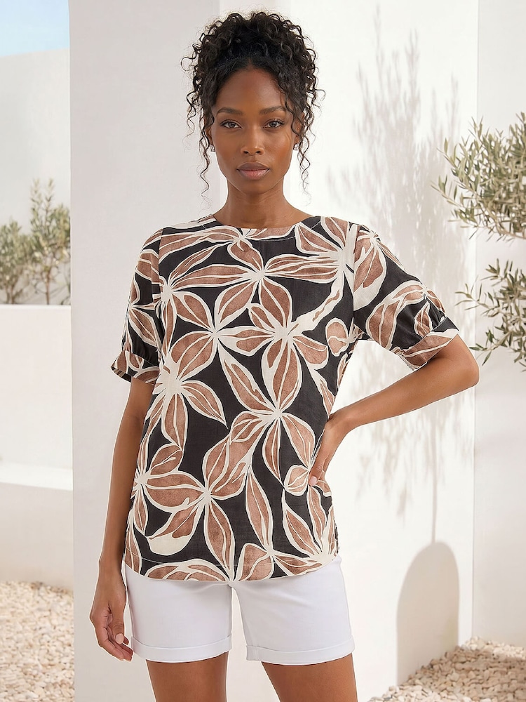 Roman Brown Floral Print Top - Image 1 of 4