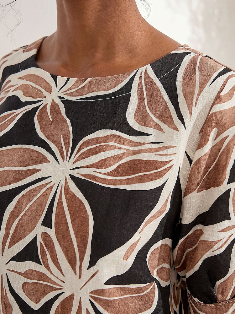 Roman Brown Floral Print Top - Image 4 of 4