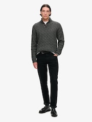 Superdry Washed Black Cable Button Neck Jumper - Image 2 of 5