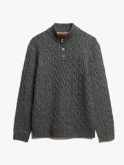 Superdry Washed Black Cable Button Neck Jumper - Image 4 of 5