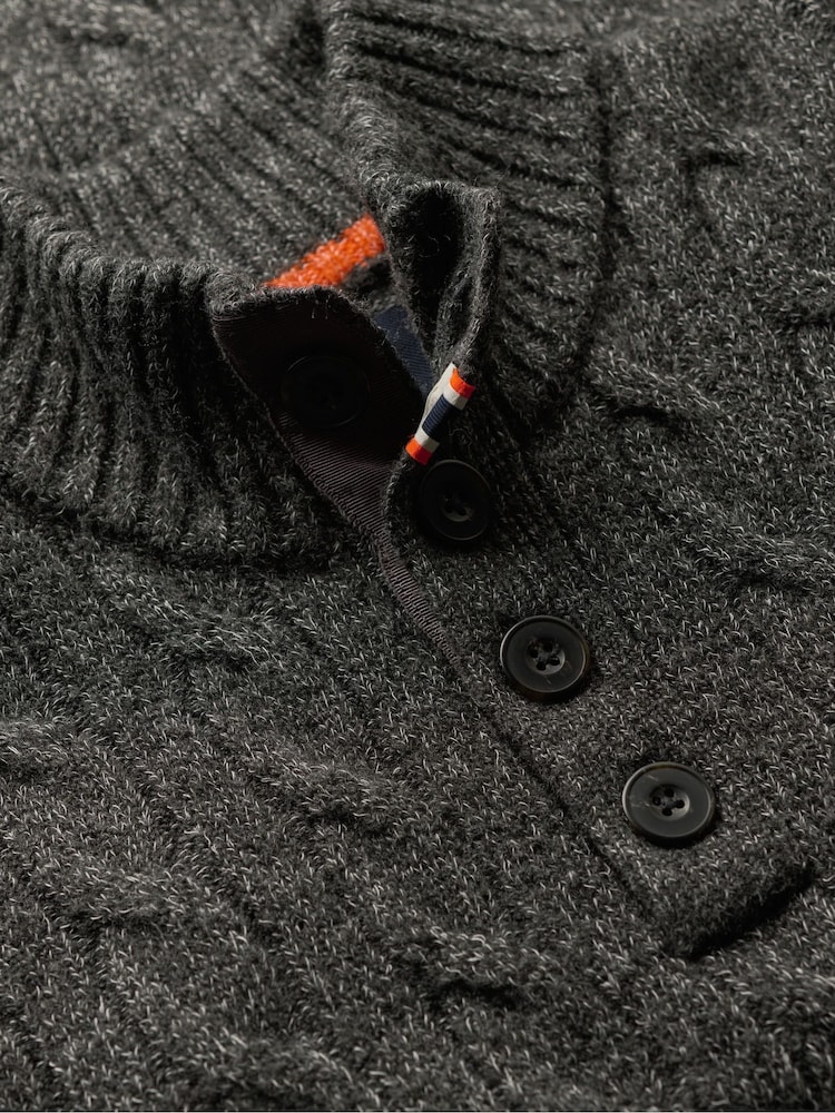 Superdry Washed Black Cable Button Neck Jumper - Image 5 of 5 Superdry Washed Black Cable Button Neck Jumper - Image 5 of 5